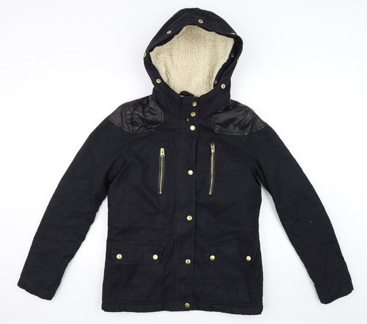 Topshop Womens Black Parka Coat Size 8