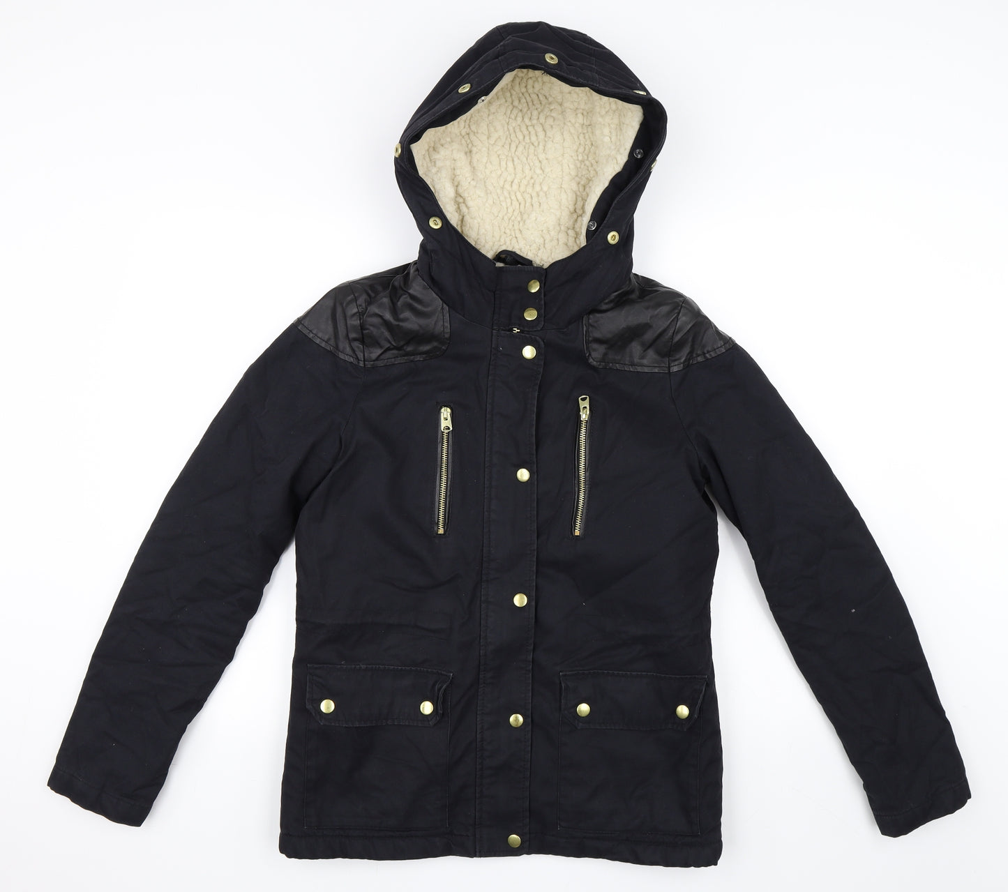 Topshop Womens Black   Parka Coat Size 8