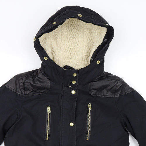 Topshop Womens Black   Parka Coat Size 8
