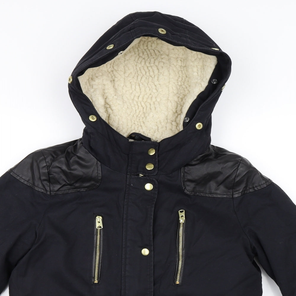 Topshop Womens Black   Parka Coat Size 8