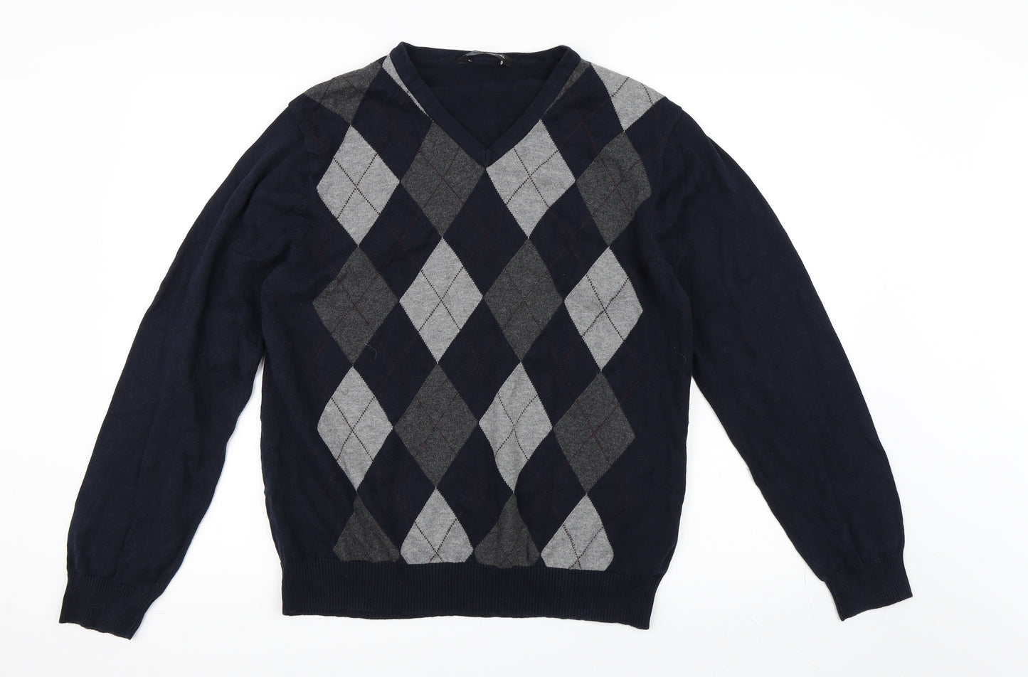 Cedar Wood State Mens Black Argyle/Diamond  Pullover Jumper Size XL