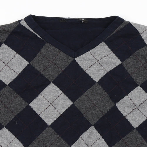 Cedar Wood State Mens Black Argyle/Diamond  Pullover Jumper Size XL