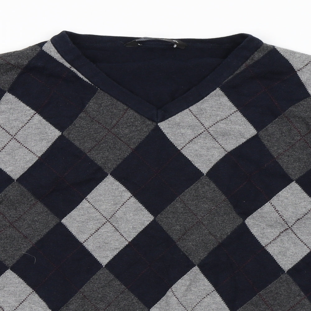 Cedar Wood State Mens Black Argyle/Diamond  Pullover Jumper Size XL