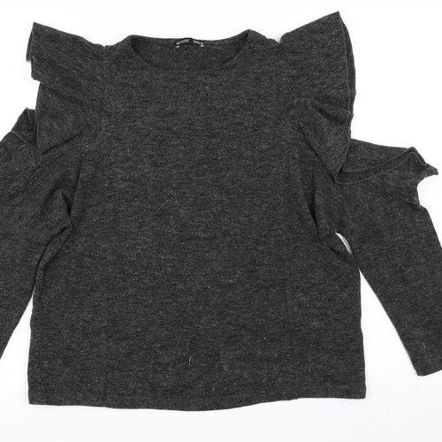 Zara Womens Grey   Basic T-Shirt Size S  - Cold Shoulder