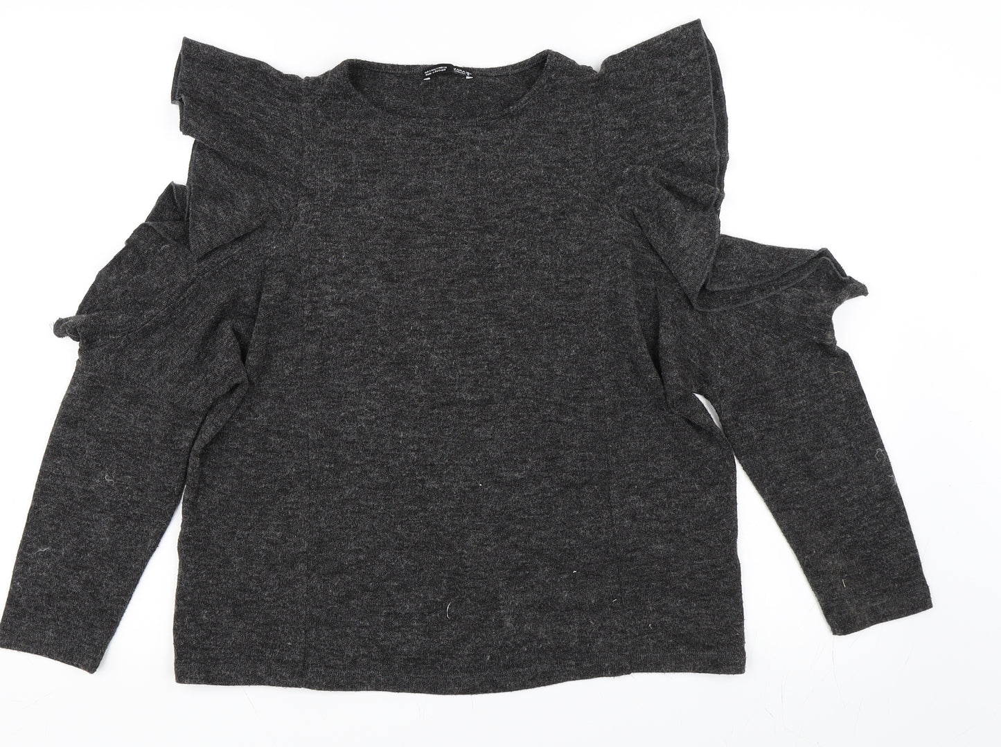 Zara Womens Grey   Basic T-Shirt Size S  - Cold Shoulder