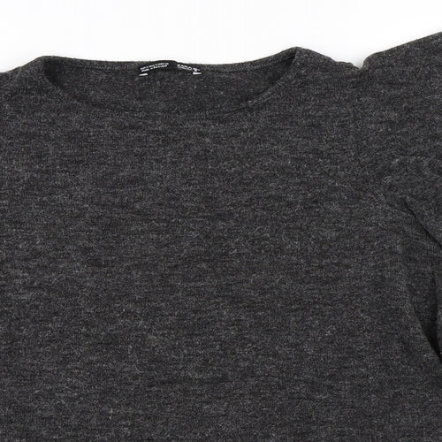 Zara Womens Grey   Basic T-Shirt Size S  - Cold Shoulder