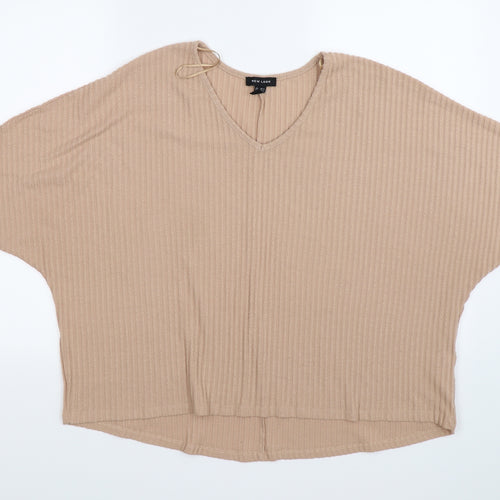 New Look Womens Beige Striped Knit Pullover Jumper Size M