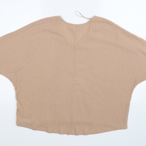 New Look Womens Beige Striped Knit Pullover Jumper Size M