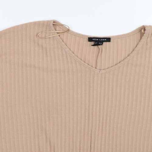 New Look Womens Beige Striped Knit Pullover Jumper Size M