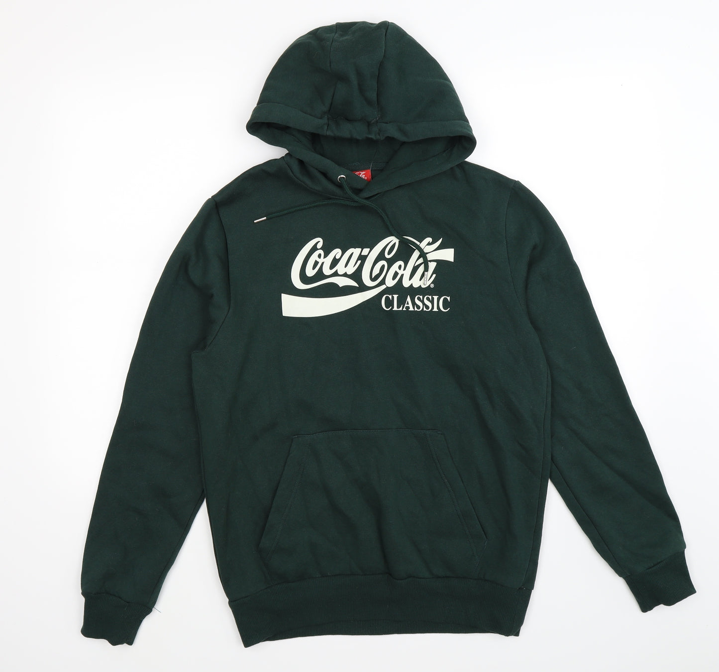 COCA COLA Womens Green  Jersey Pullover Hoodie Size M
