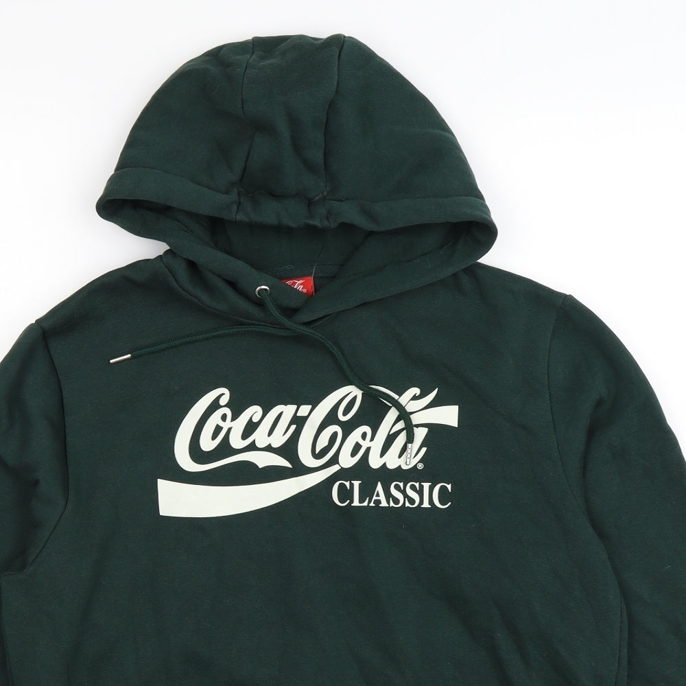 COCA COLA Womens Green  Jersey Pullover Hoodie Size M