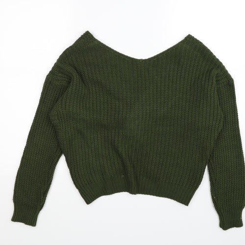 Preworn Womens Green  Knit Wrap Jumper One Size