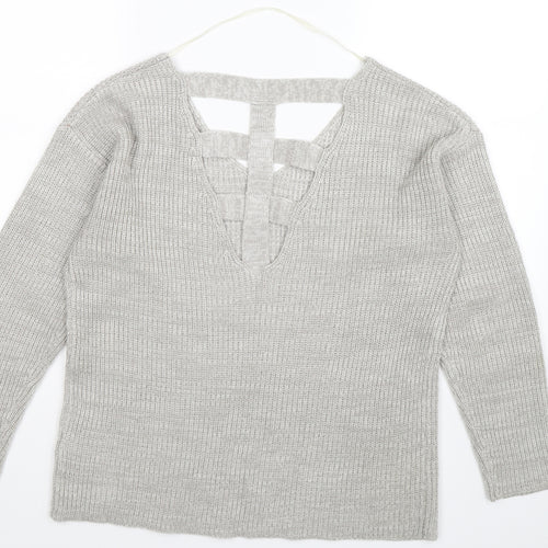 Atmosphere Womens Grey  Knit Pullover Jumper Size M  - open back