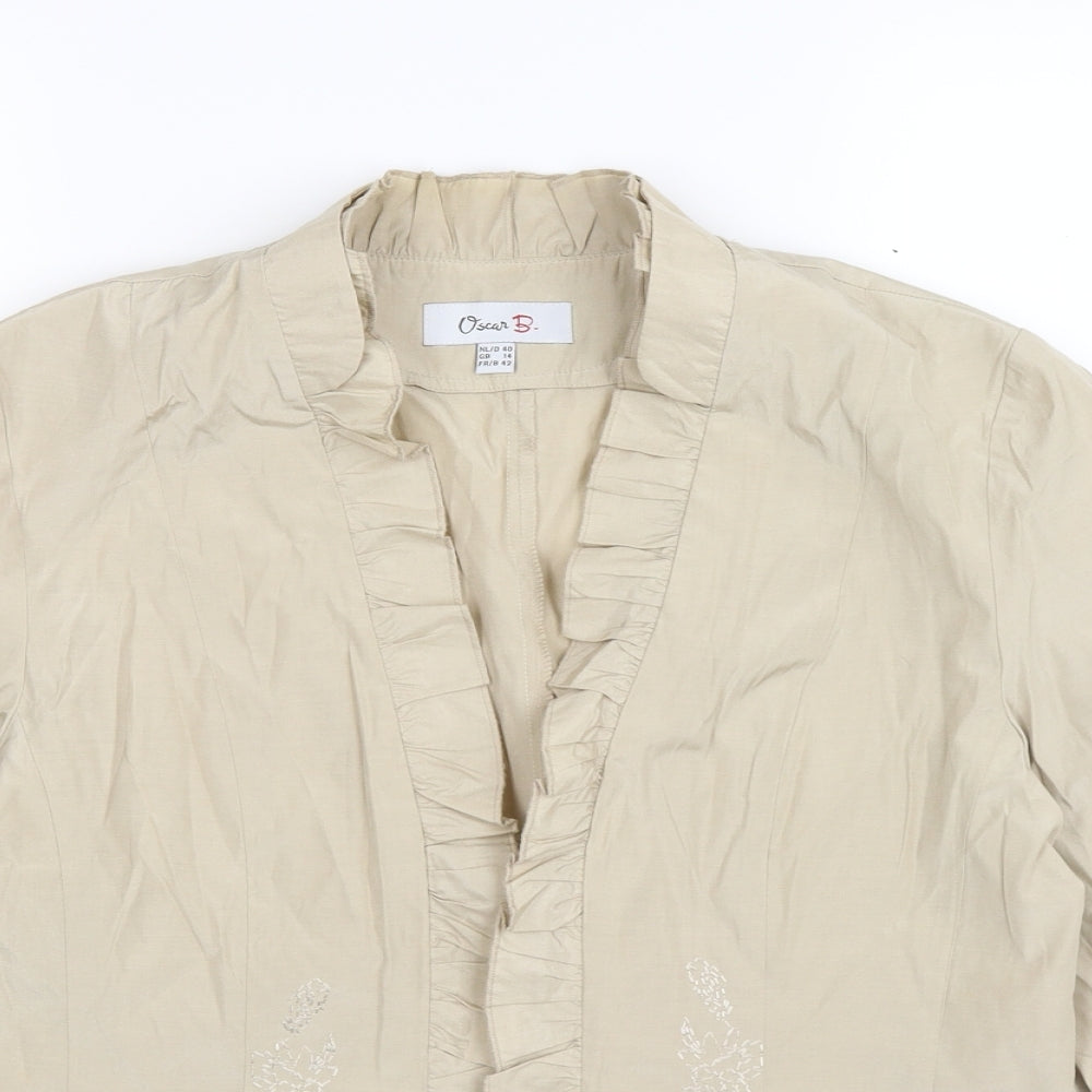 oscar B Womens Beige Floral  Jacket  Size 12