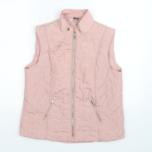 classis Womens Pink Striped  Gilet Coat Size 12