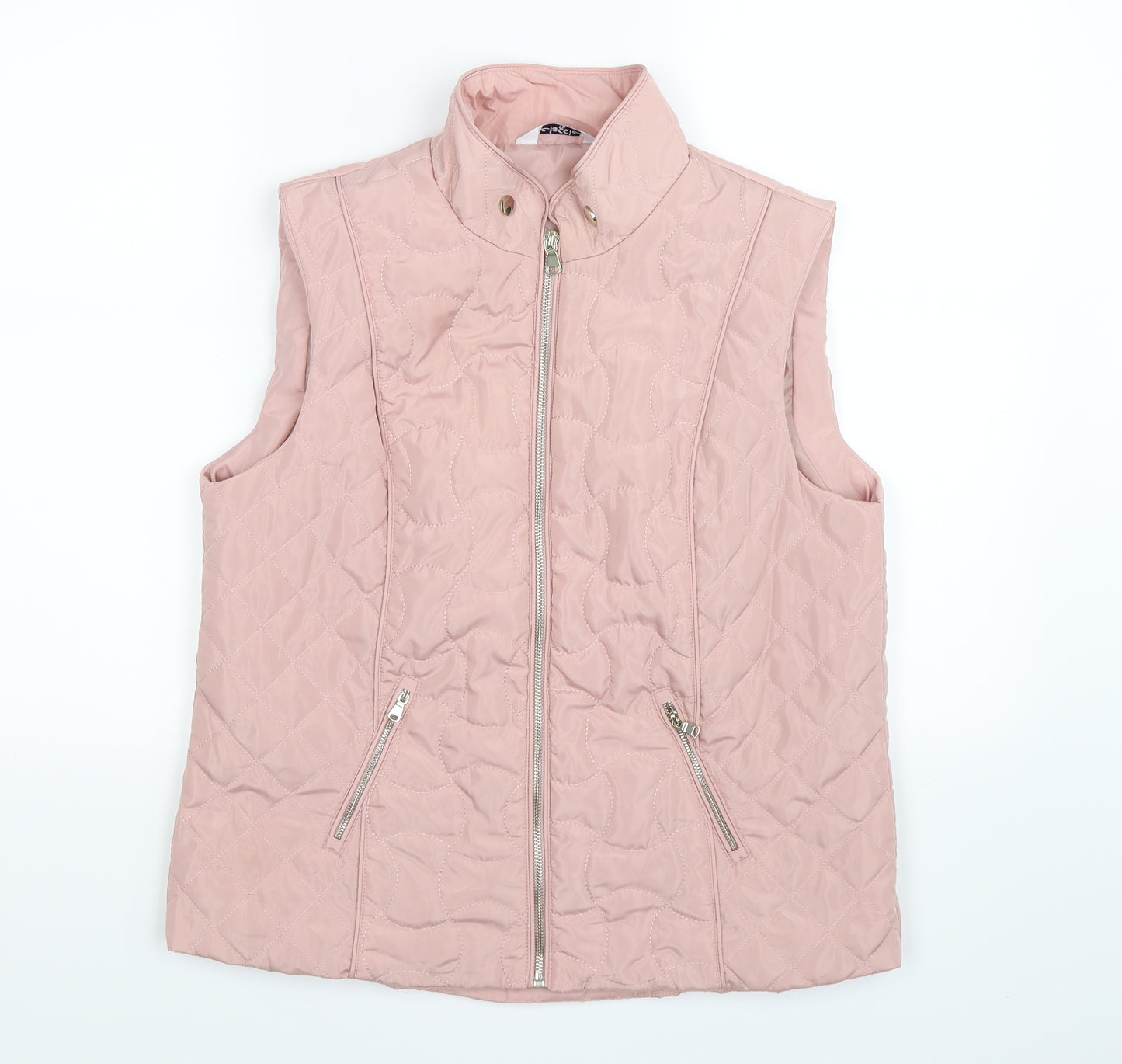 classis Womens Pink Striped  Gilet Coat Size 12