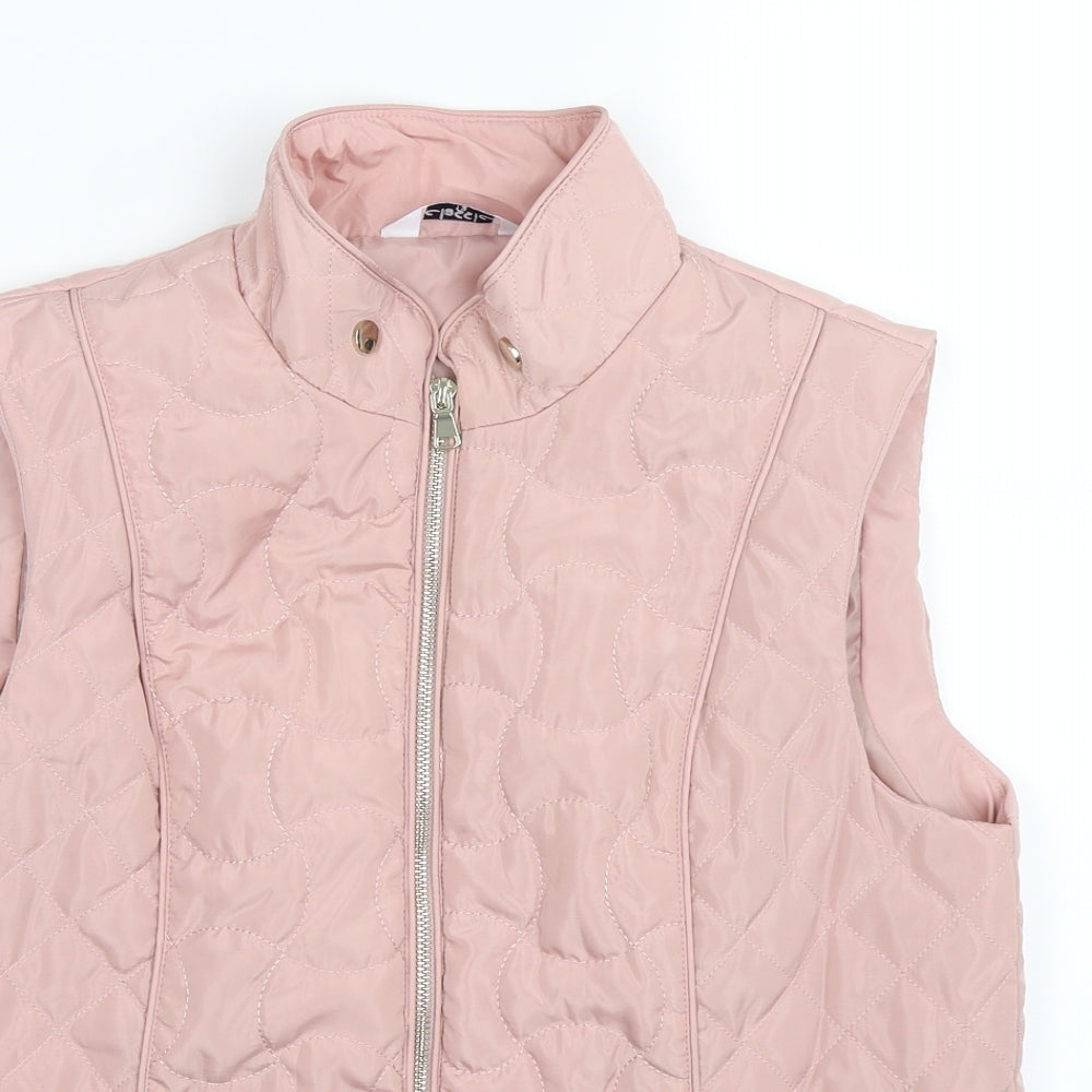 classis Womens Pink Striped  Gilet Coat Size 12