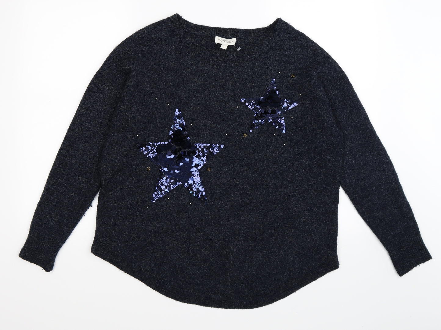 Monsoon Womens Blue  Knit Pullover Jumper Size M  - STARS