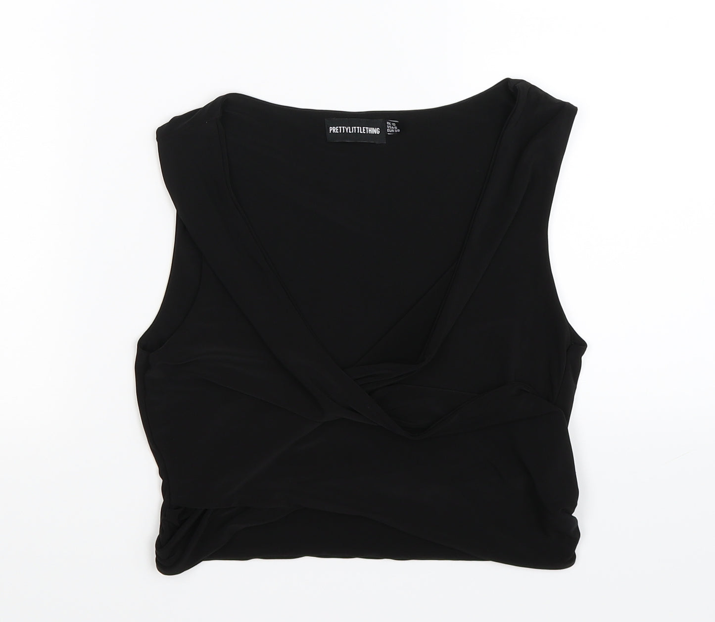 Pretty little thing Womens Black  Satin Cropped Tank Size 10
