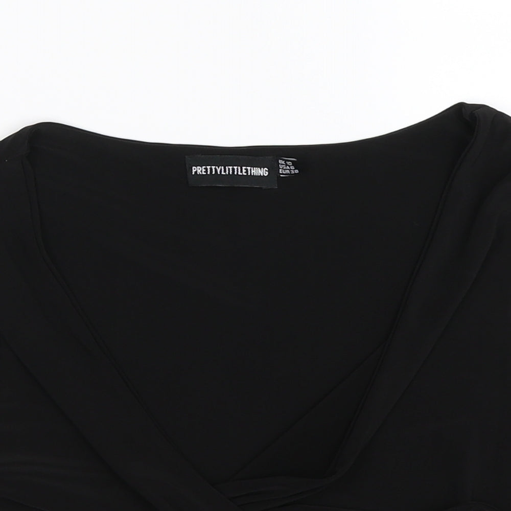 Pretty little thing Womens Black  Satin Cropped Tank Size 10