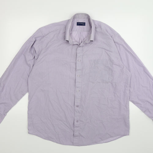 Tom Hagan Mens Purple Check   Button-Up Size 17