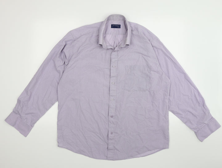 Tom Hagan Mens Purple Check Button-Up Size 17