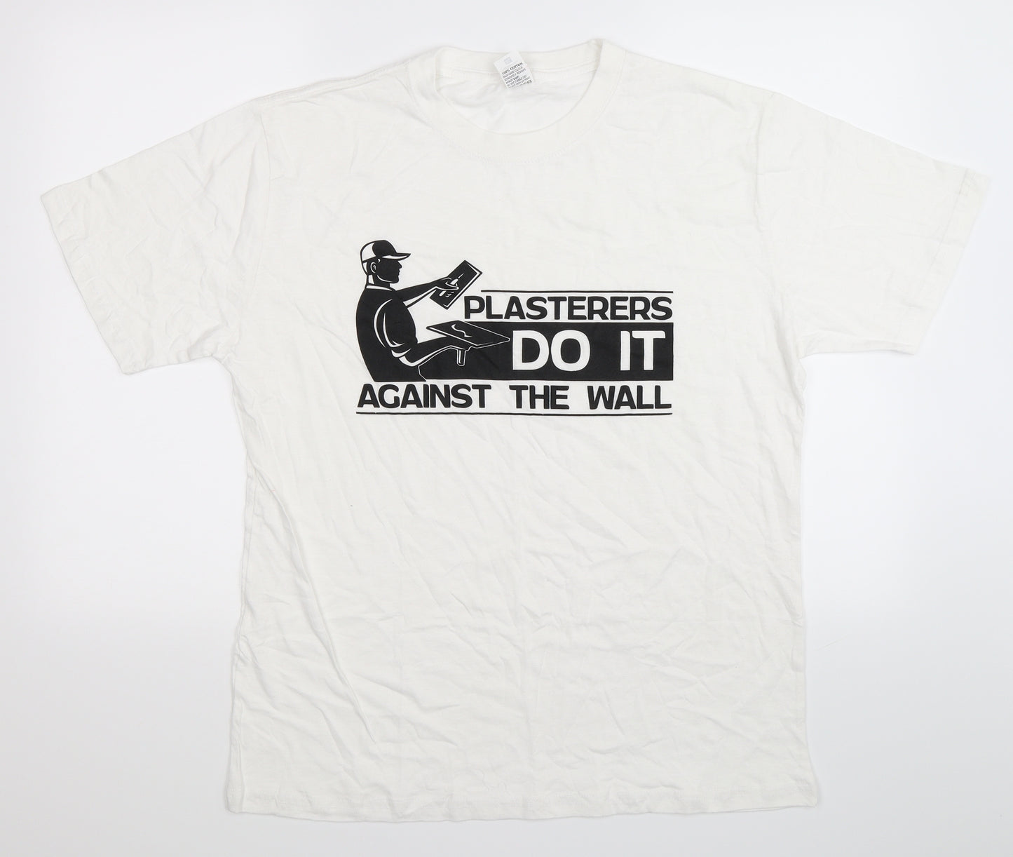 Stars & Stripes Mens White    T-Shirt Size XL  - PLASTERER NOVELTY