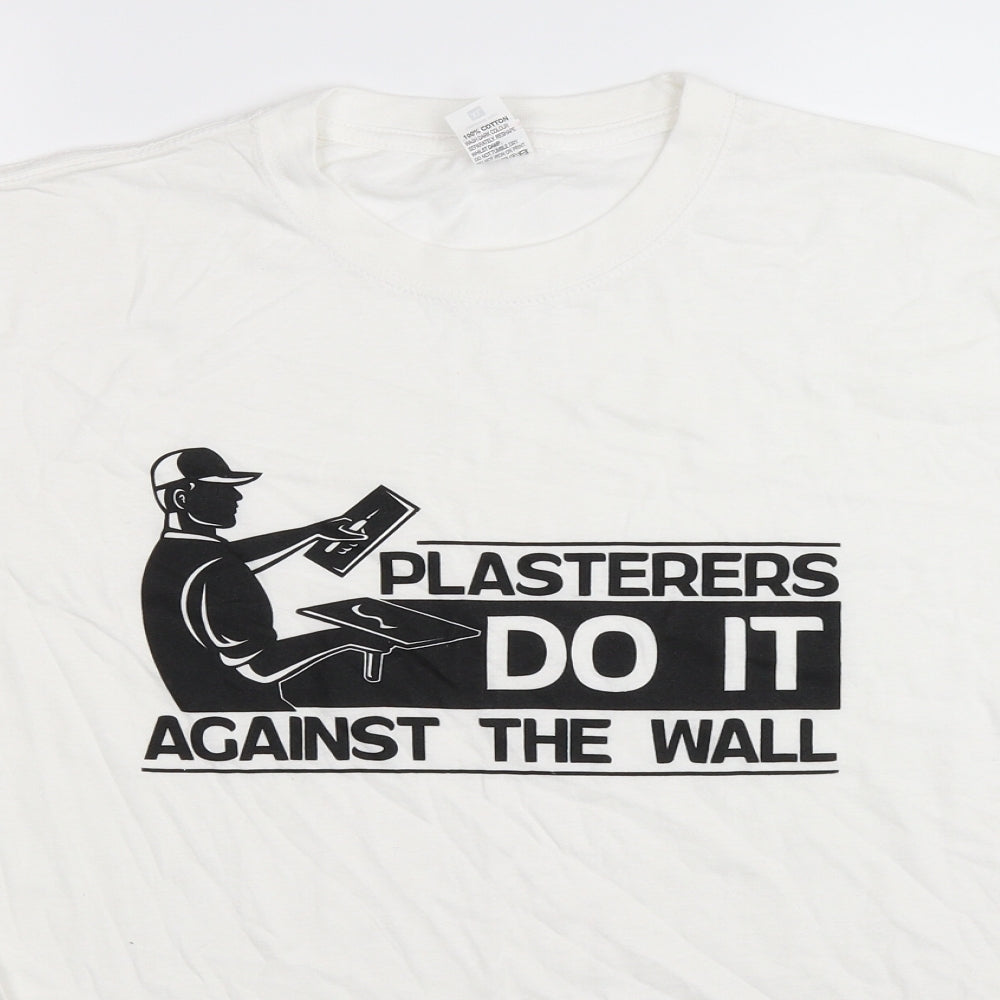 Stars & Stripes Mens White    T-Shirt Size XL  - PLASTERER NOVELTY