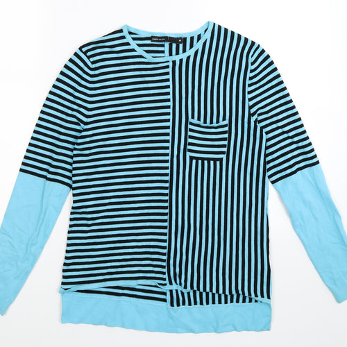 Karen Millen Womens Blue Striped Knit Pullover Jumper Size XS