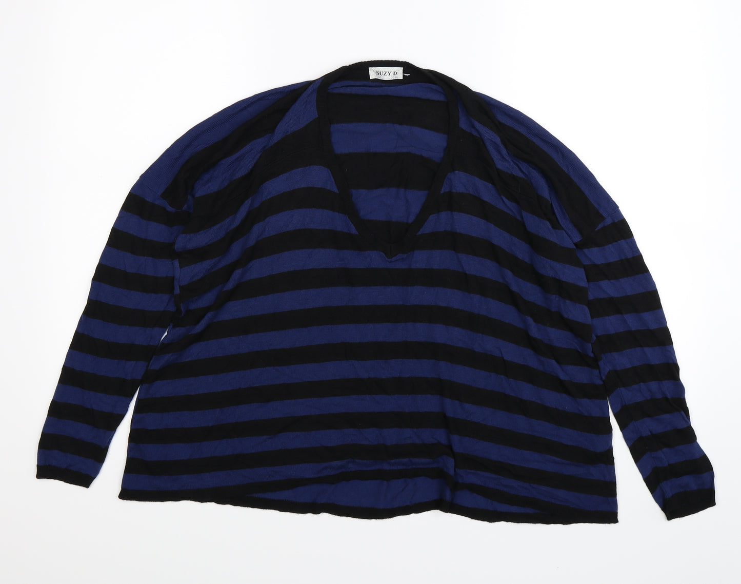suzy d Womens Blue Striped Knit Pullover Jumper Size S