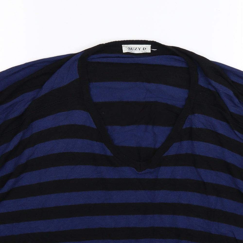 suzy d Womens Blue Striped Knit Pullover Jumper Size S