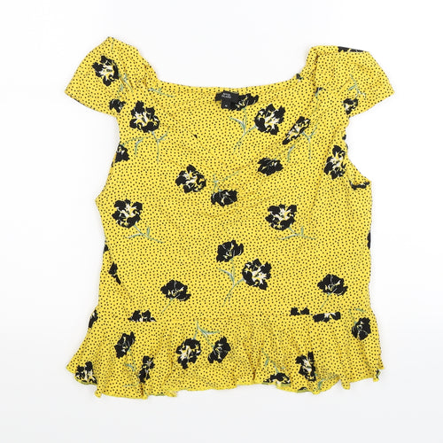 River Island Womens Yellow Floral  Tunic Tank Size 10