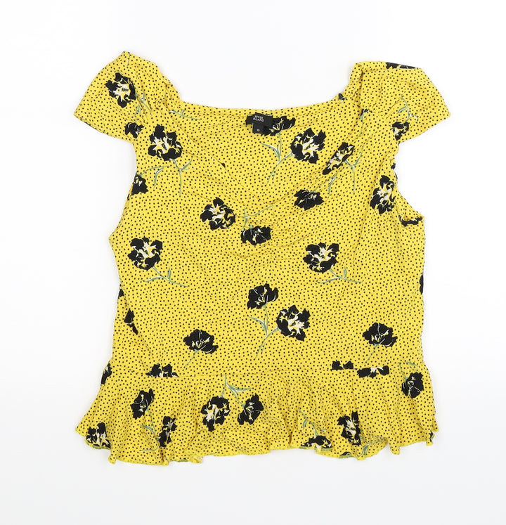 River Island Womens Yellow Floral Tunic Tank Size 10