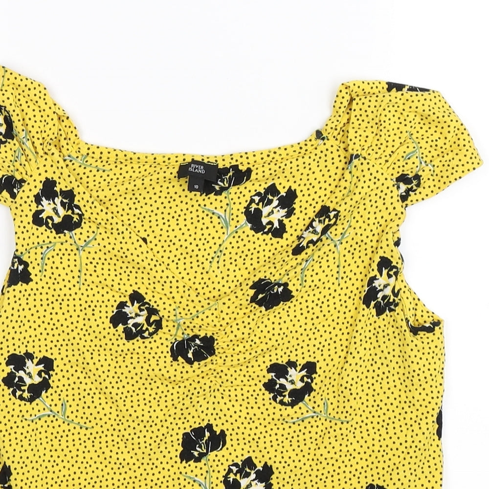 River Island Womens Yellow Floral  Tunic Tank Size 10