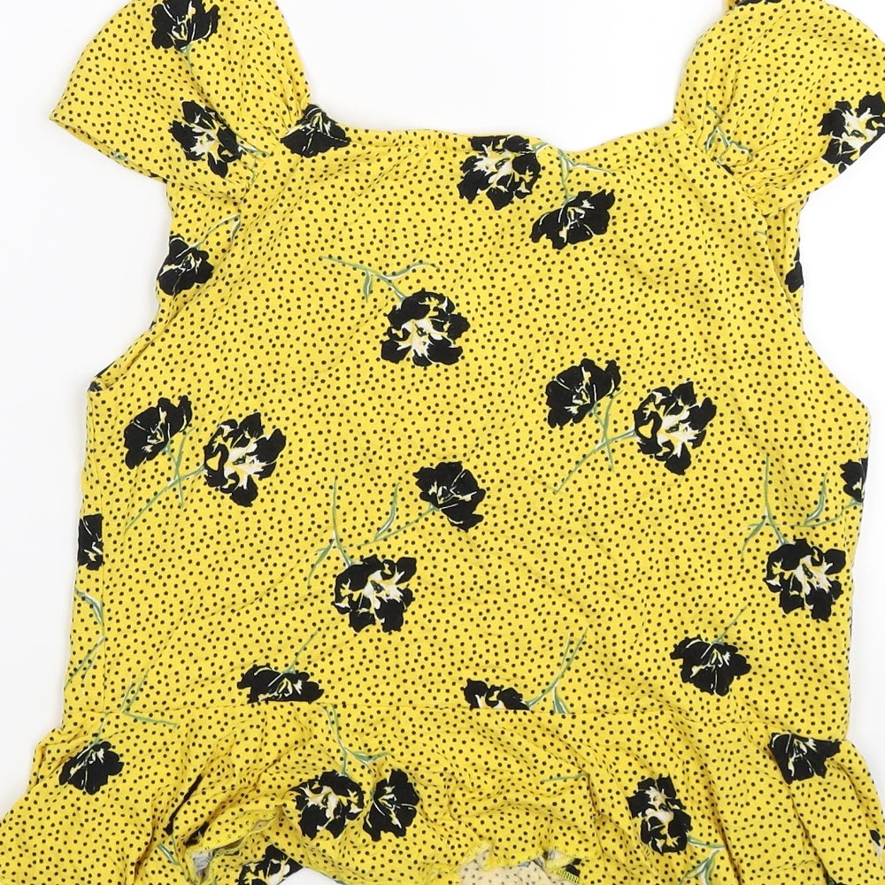 River Island Womens Yellow Floral  Tunic Tank Size 10
