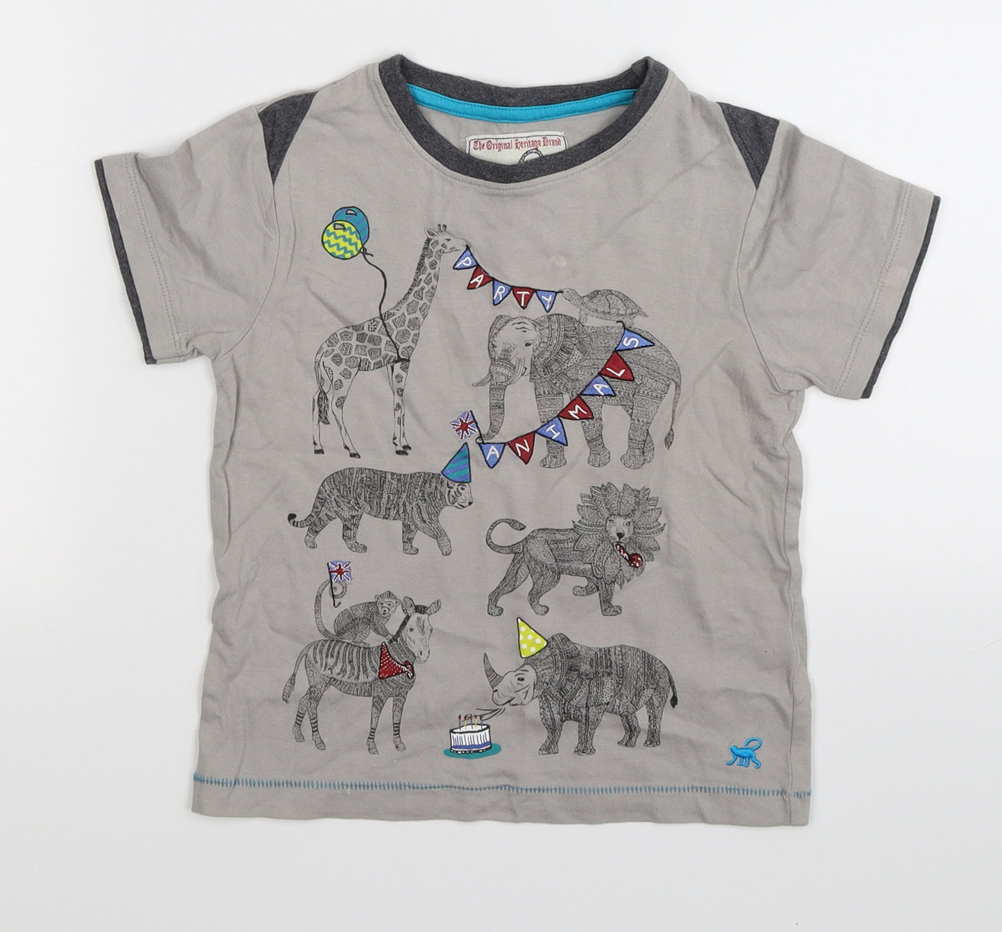Notting Hill Boys Grey   Basic T-Shirt Size 3-4 Years  - party animals