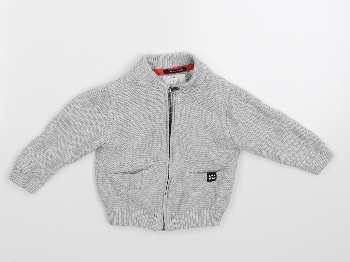 Zara Baby Grey Striped Knit Jacket  Size 24 Months