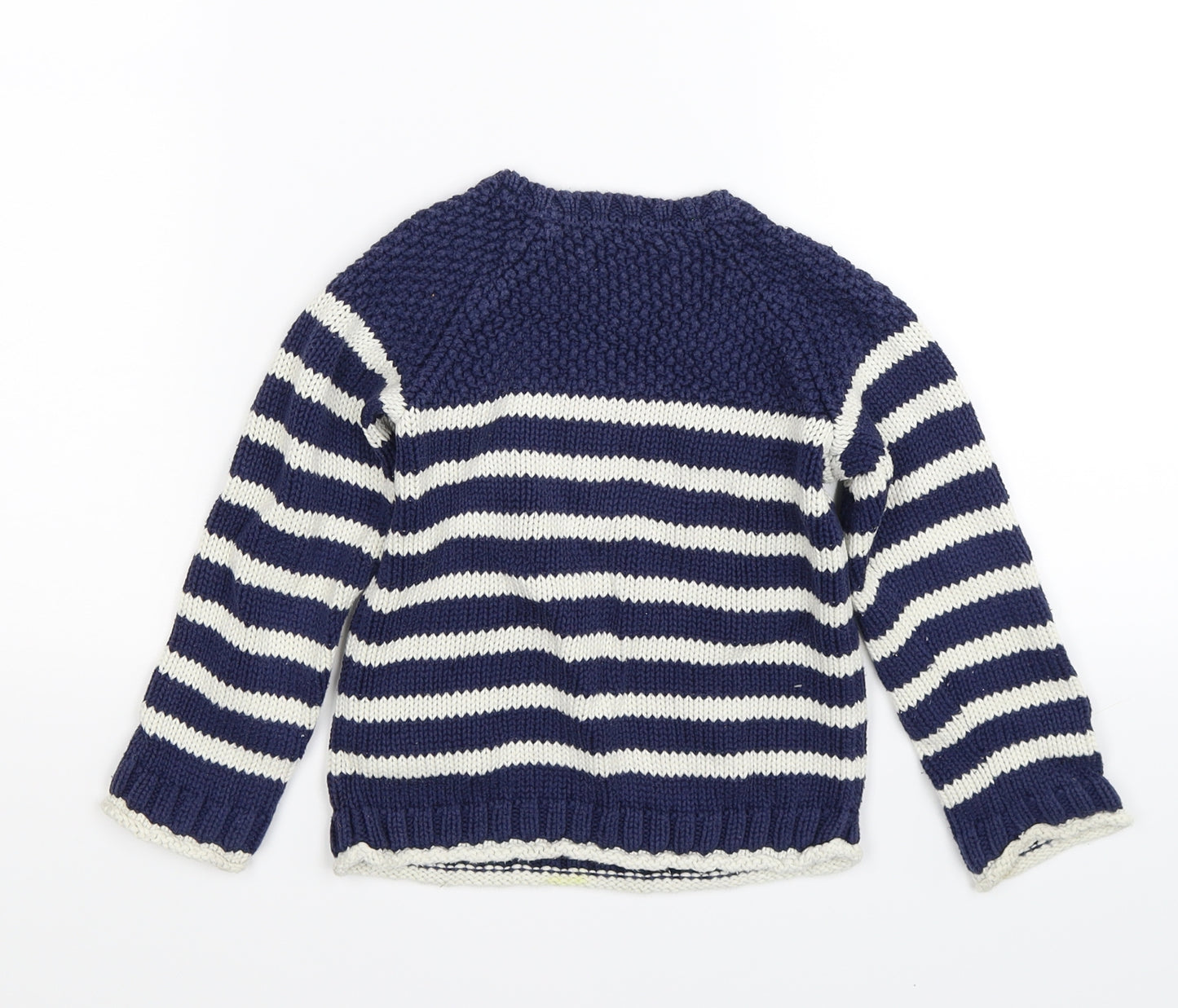 Boden Boys Blue Striped Knit Pullover Jumper Size 2-3 Years