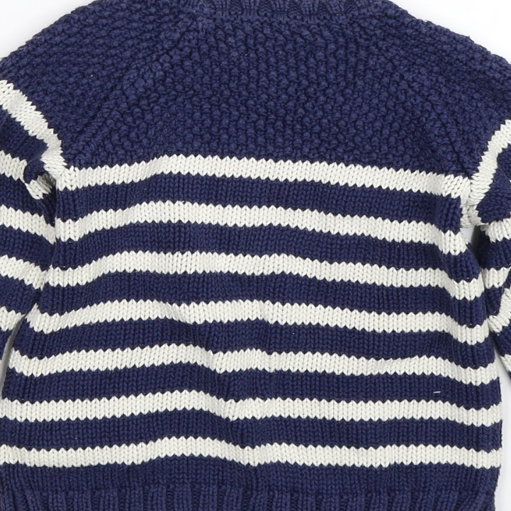 Boden Boys Blue Striped Knit Pullover Jumper Size 2-3 Years