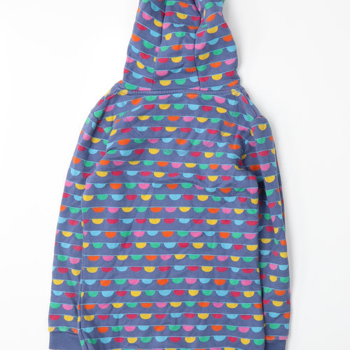 Frugi Girls Blue Spotted Jersey Pullover Hoodie Size 7-8 Years