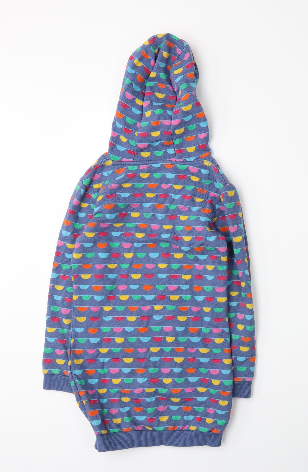 Frugi Girls Blue Spotted Jersey Pullover Hoodie Size 7-8 Years