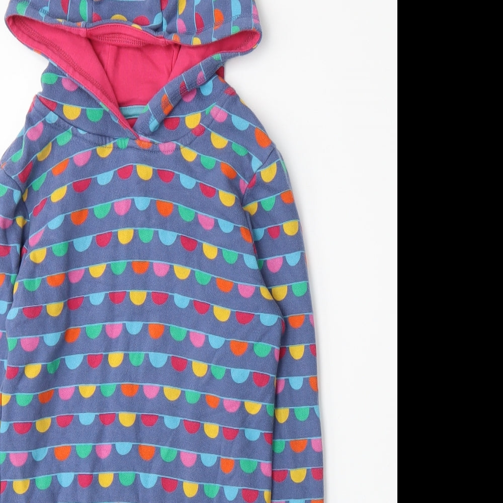 Frugi Girls Blue Spotted Jersey Pullover Hoodie Size 7-8 Years