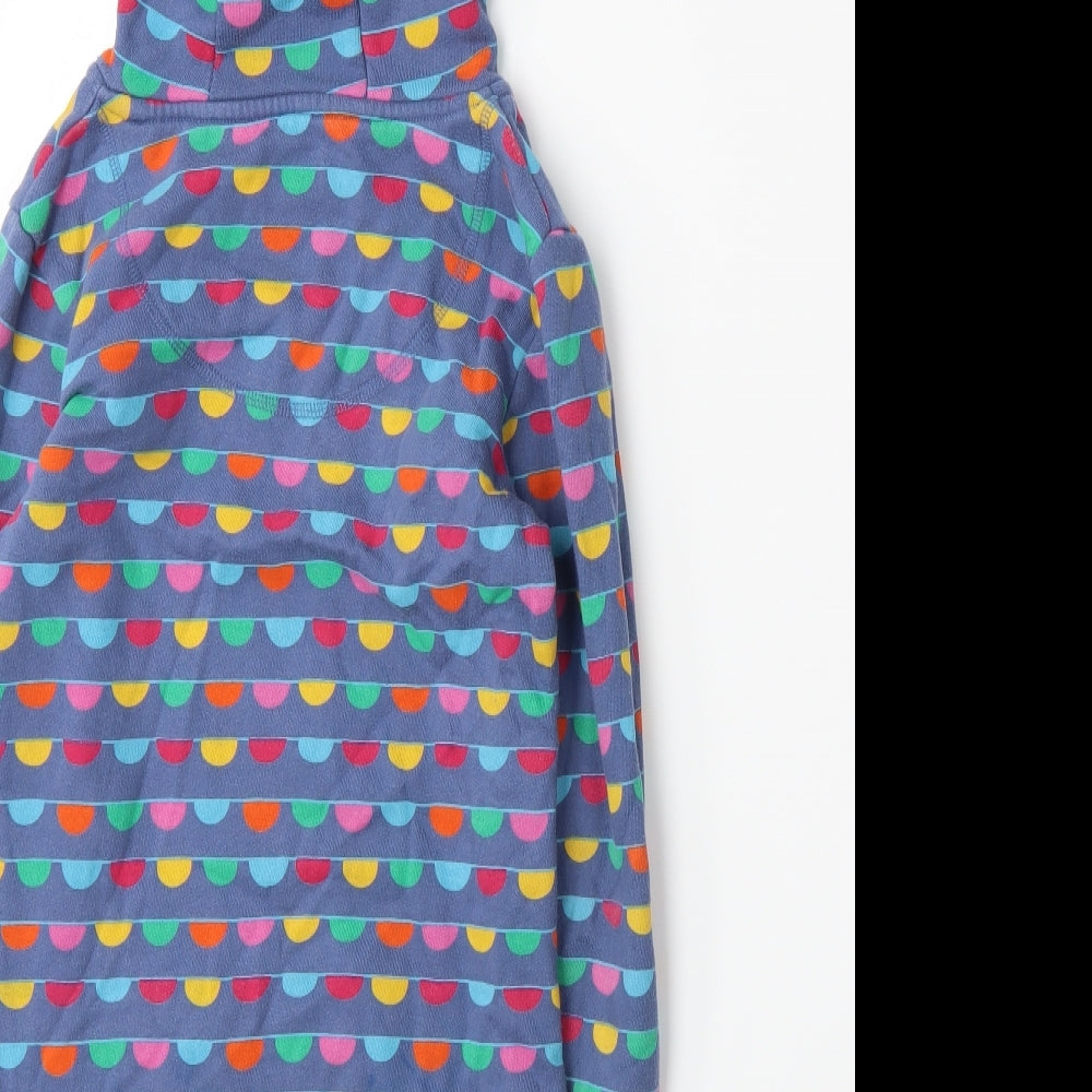 Frugi Girls Blue Spotted Jersey Pullover Hoodie Size 7-8 Years