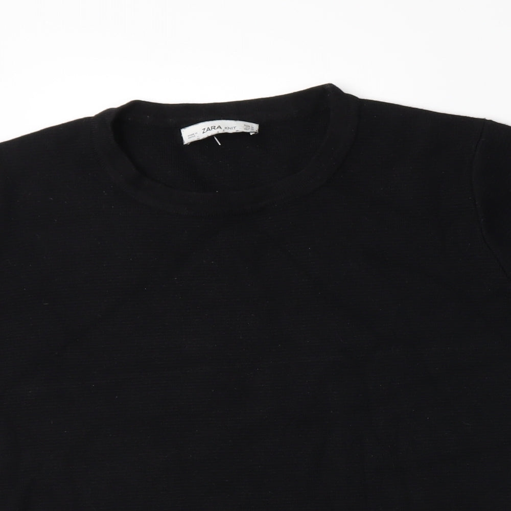 Zara Womens Black Striped Knit Pullover Jumper Size M