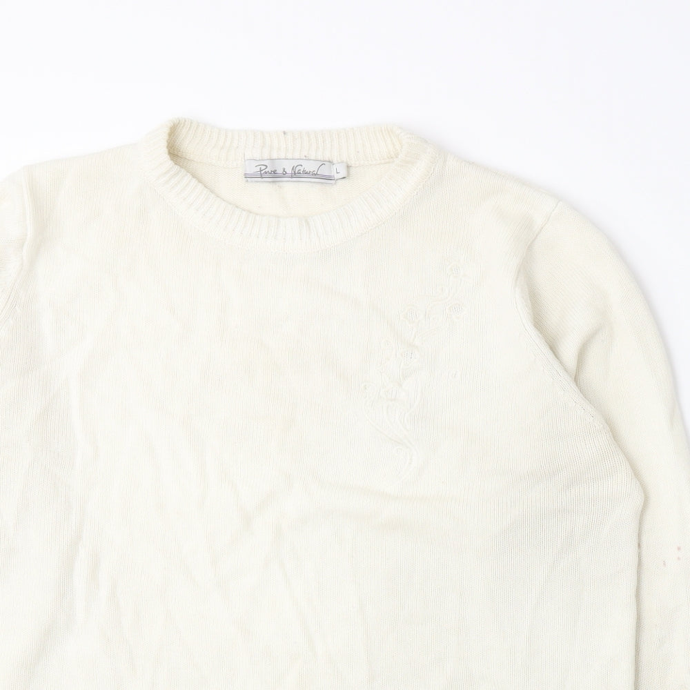 Pure & Natural Womens Beige  Knit Pullover Jumper Size L