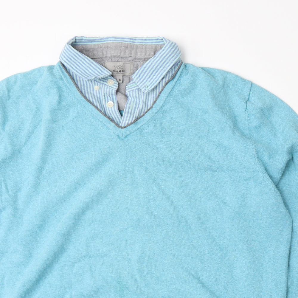 Marks and Spencer Mens Blue    Button-Up Size XL