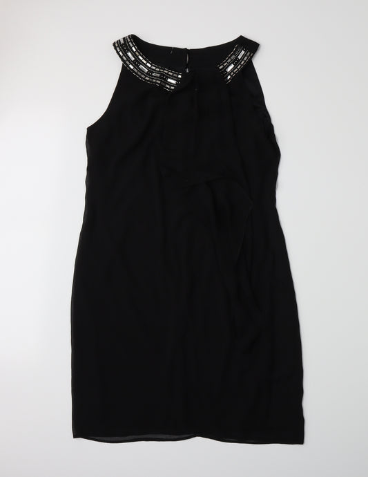 Front view of Dorothy Perkins women’s black a-line, size UK 12