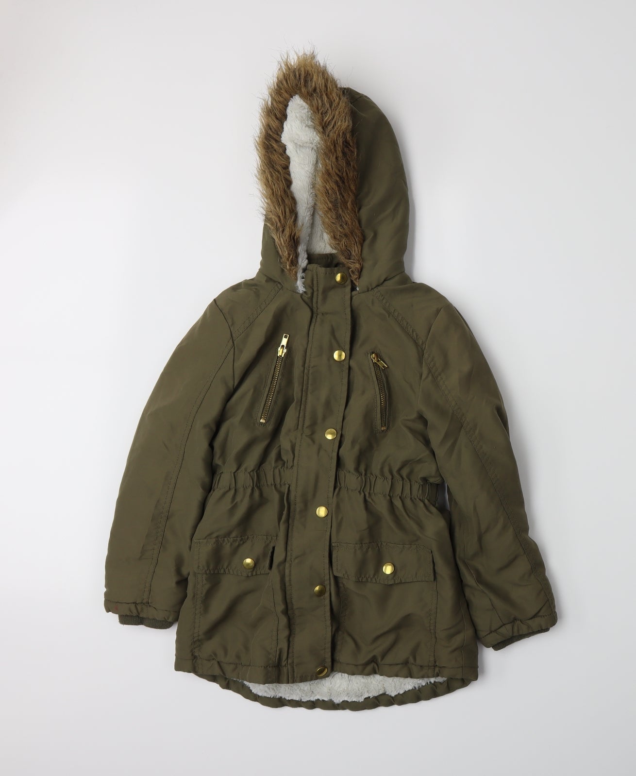 George Girls Green   Parka Coat Size 7-8 Years
