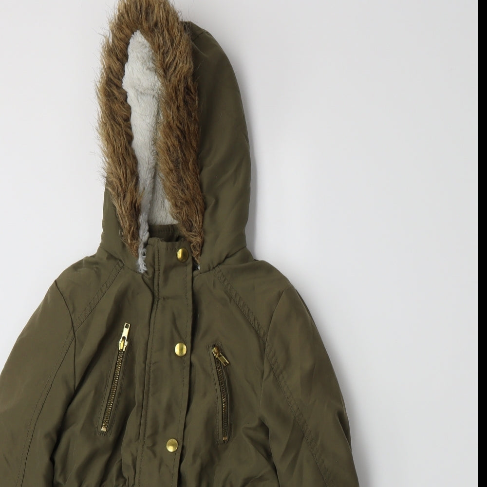 George Girls Green   Parka Coat Size 7-8 Years