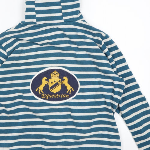 Equestrian Womens Blue Striped  Full Zip Jumper Size 12